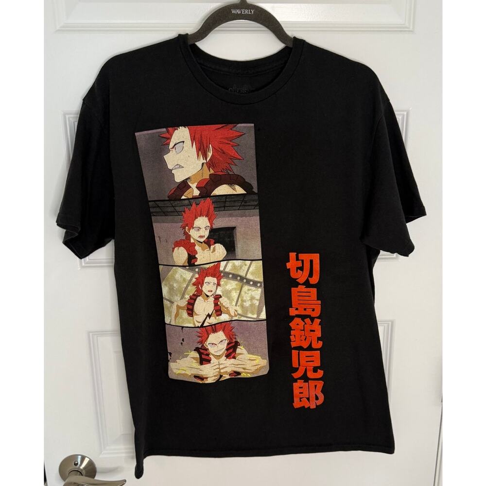 My Hero Academia Kirishima Anime Graphic Tee Black L MHA Licensed T-Shirt